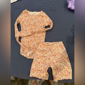 Billabong Kids Floral Ribbed Pajama Set - Orange, Cream & Yellow